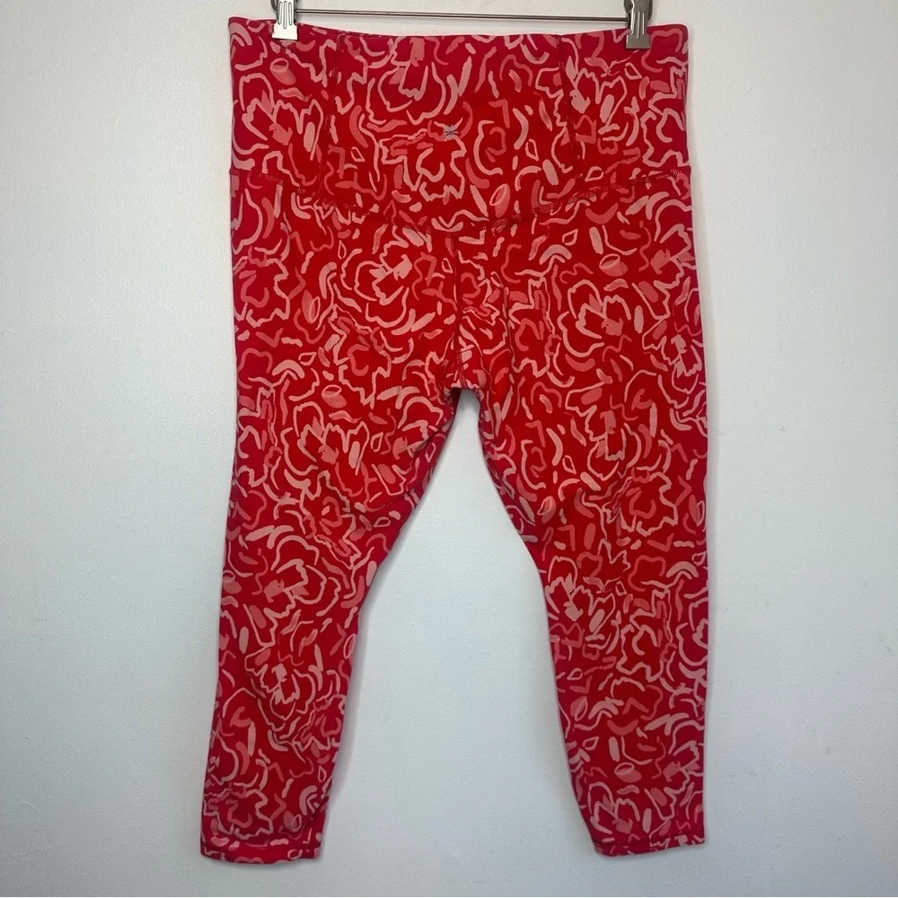 Athleta Leggings Red Pink Plus Size 2X Elation Printed Abstract Floral